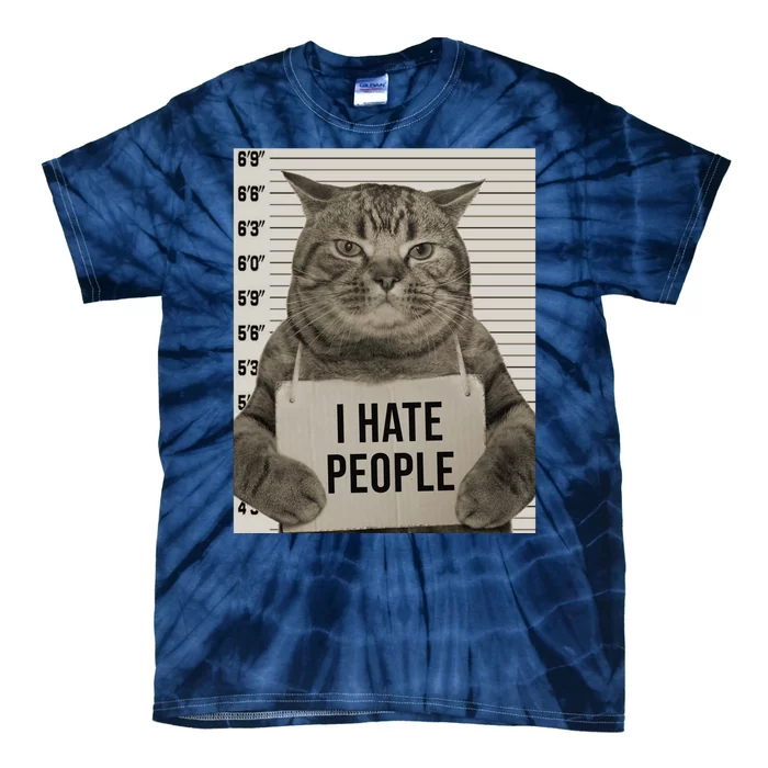 I Hate People Funny Jail Cat Tie-Dye T-Shirt