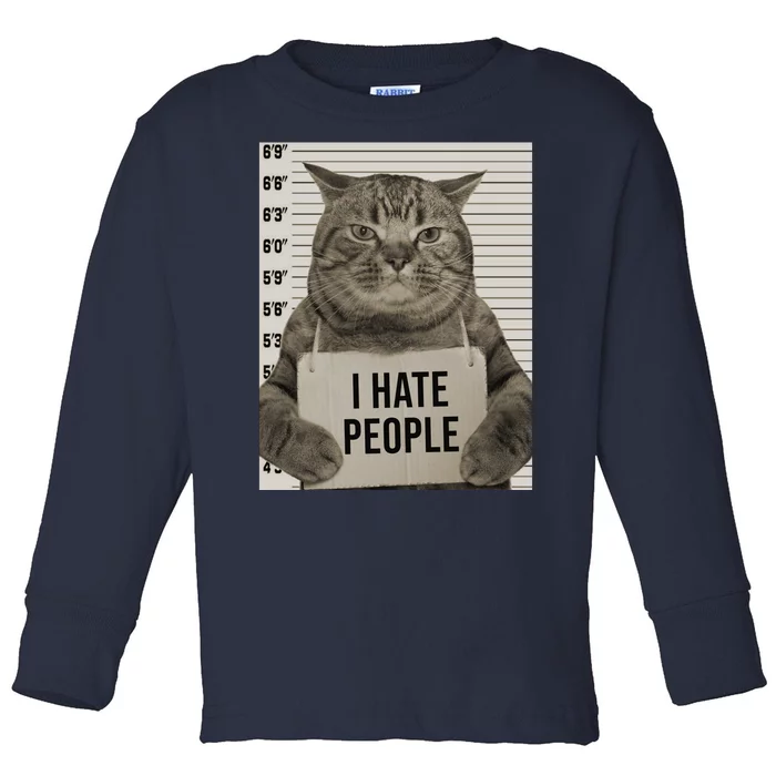 I Hate People Funny Jail Cat Toddler Long Sleeve Shirt