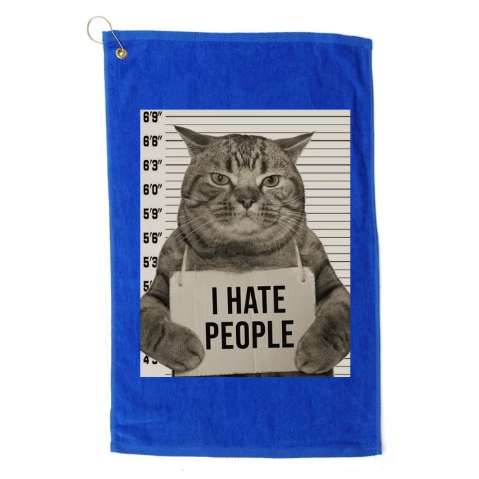 I Hate People Funny Jail Cat Platinum Collection Golf Towel