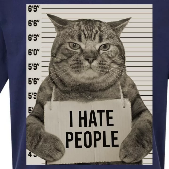 I Hate People Funny Jail Cat Sueded Cloud Jersey T-Shirt