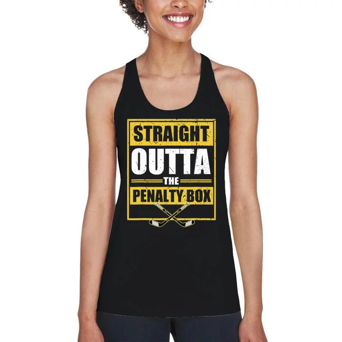 Ice. Hockey Player Gift Straight Outta The Penalty Box Women's Racerback Tank