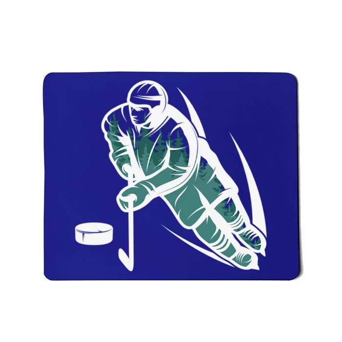 Ice Hockey Player With Trees For Hockey Fans Funny Gift Mousepad