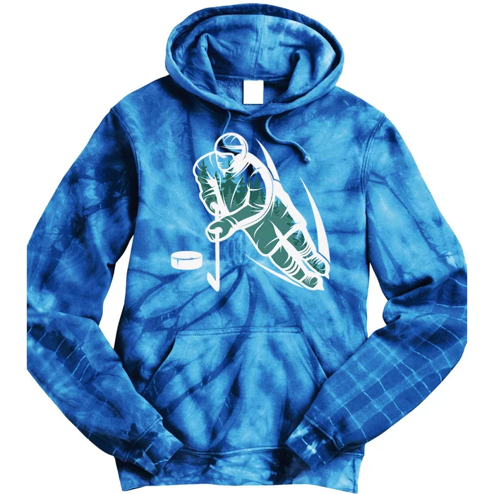 Ice Hockey Player With Trees For Hockey Fans Funny Gift Tie Dye Hoodie