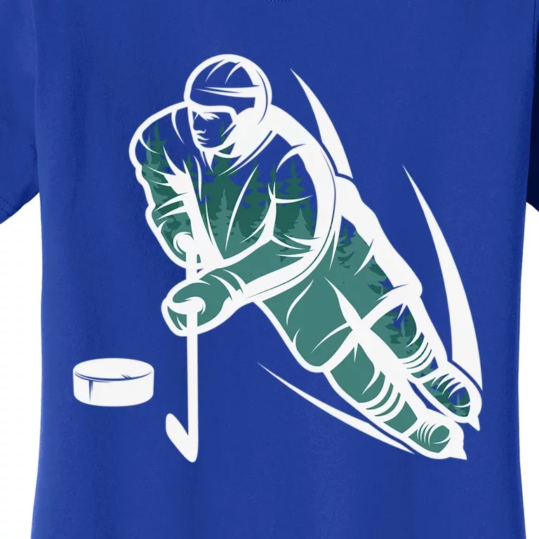 Ice Hockey Player With Trees For Hockey Fans Funny Gift Women's T-Shirt