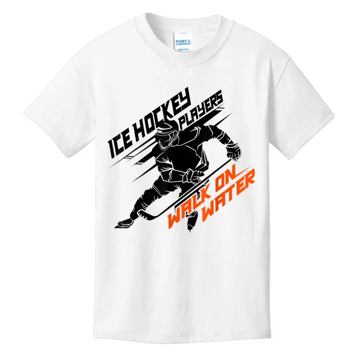 Ice Hockey Players Walk On Water Cool Gift Superpower Gift Kids T-Shirt