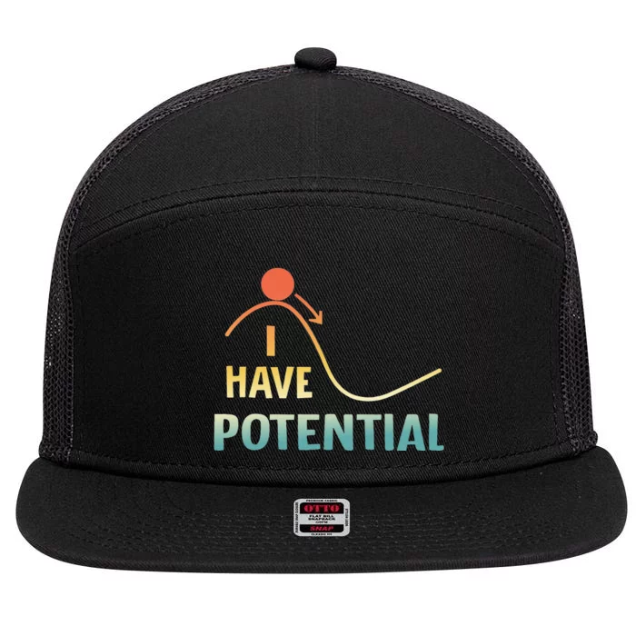 I Have Potential Energy retro Physics Teacher Nerd 7 Panel Mesh Trucker Snapback Hat