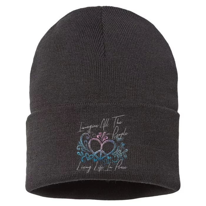 Imagine Hippie People Living Life In Peace And Love Sustainable Knit Beanie