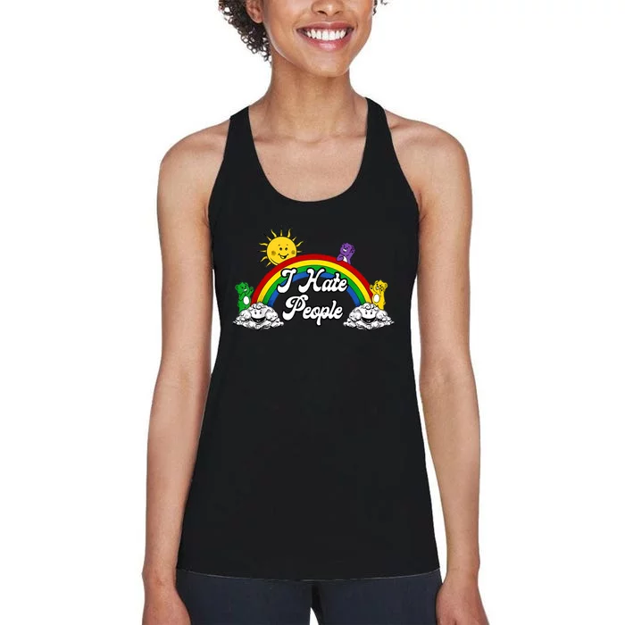 I Hate People Rainbow Printed Women's Racerback Tank