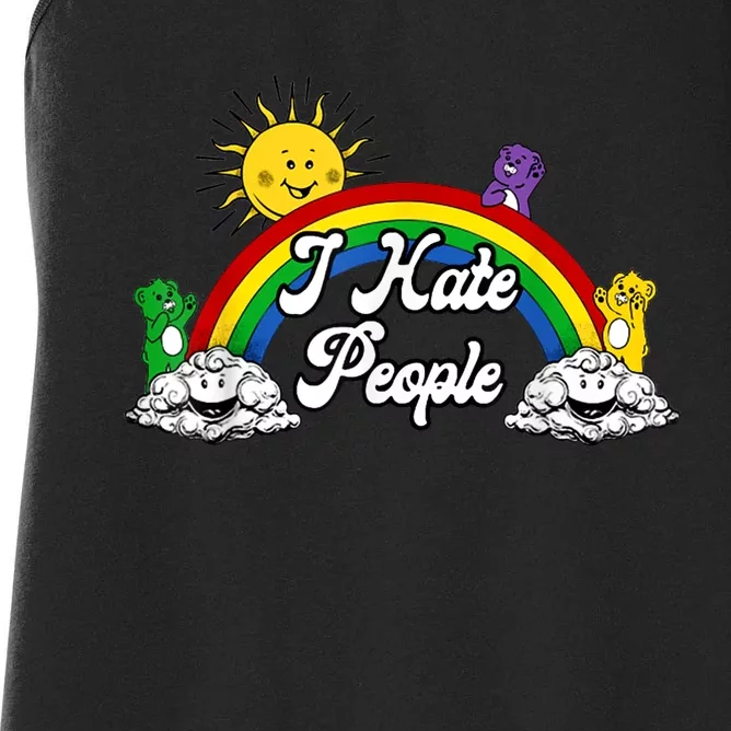 I Hate People Rainbow Printed Women's Racerback Tank