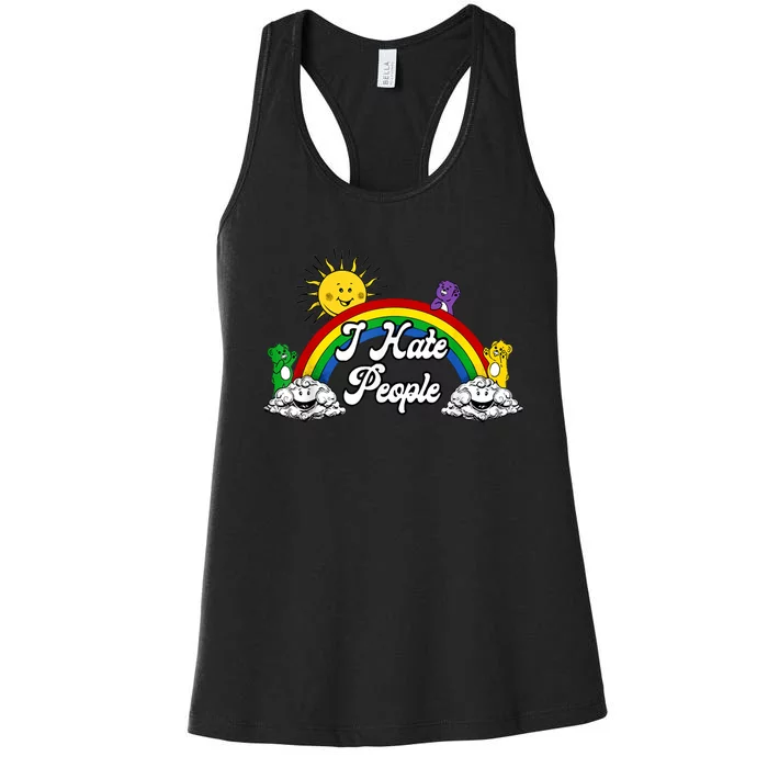 I Hate People Rainbow Printed Women's Racerback Tank