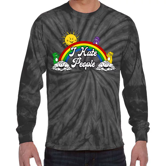 I Hate People Rainbow Printed Tie-Dye Long Sleeve Shirt