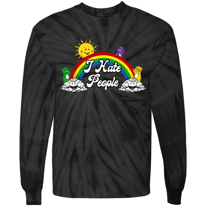 I Hate People Rainbow Printed Tie-Dye Long Sleeve Shirt