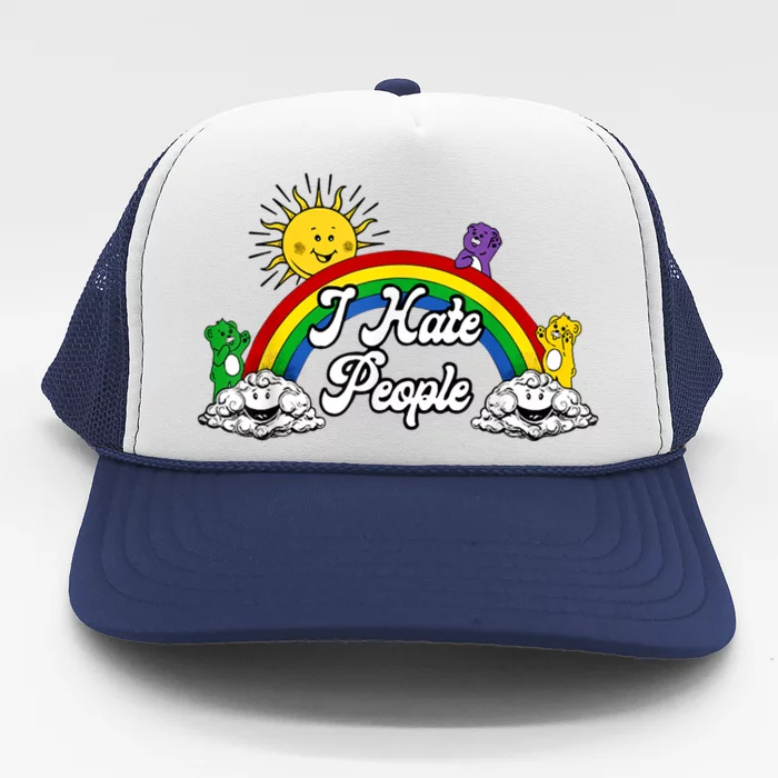 I Hate People Rainbow Printed Trucker Hat