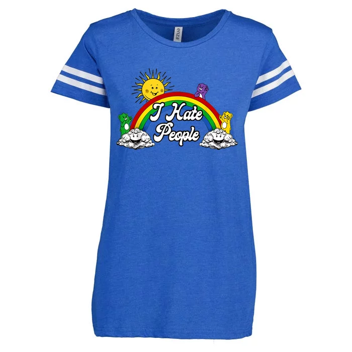 I Hate People Rainbow Printed Enza Ladies Jersey Football T-Shirt