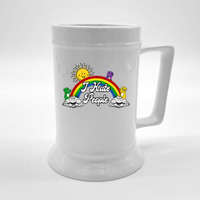 I Hate People Rainbow Printed Front & Back Beer Stein