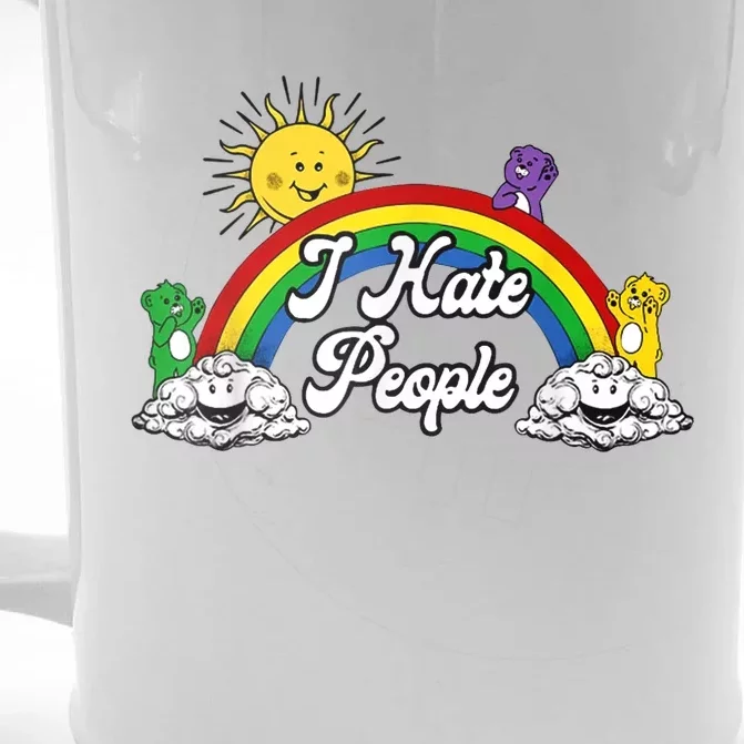 I Hate People Rainbow Printed Front & Back Beer Stein