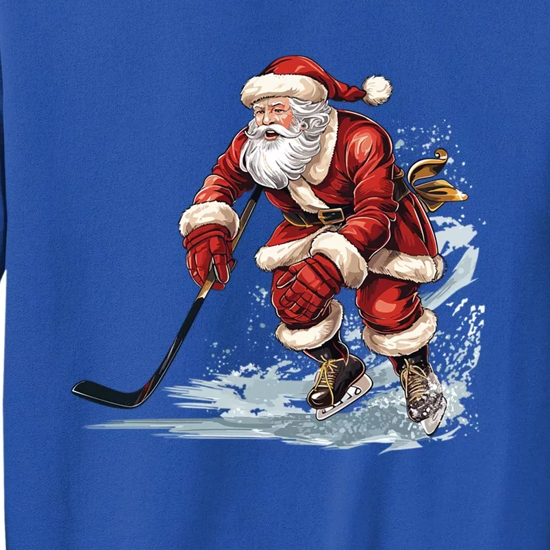 Ice Hockey Player Holiday Santa Playing Ice Hockey Christmas Gift Tall Sweatshirt