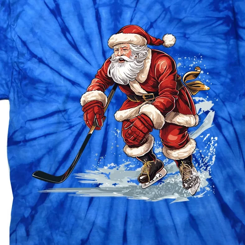 Ice Hockey Player Holiday Santa Playing Ice Hockey Christmas Gift Tie-Dye T-Shirt