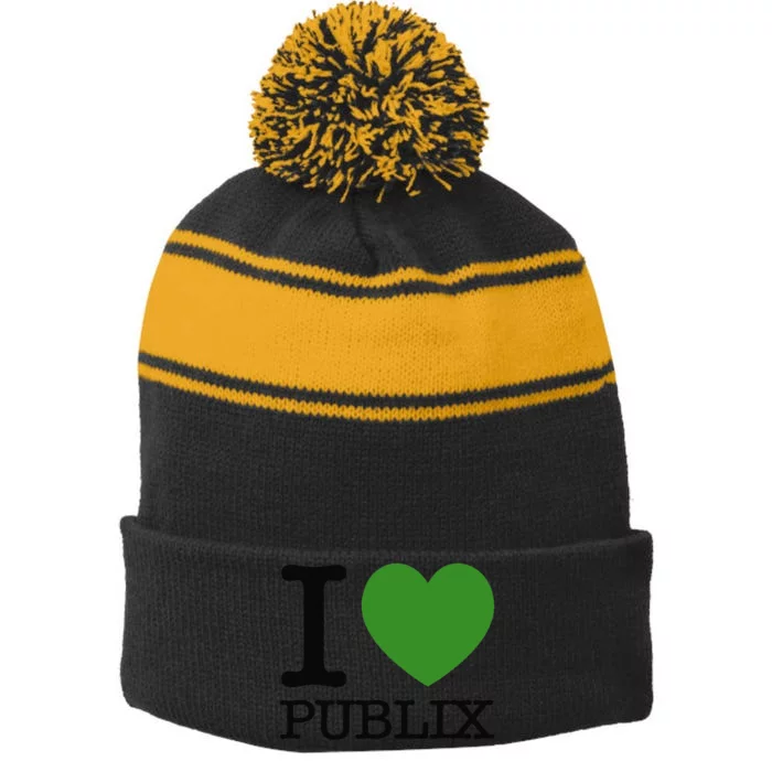 I Heart Publix Stripe Pom Pom Beanie