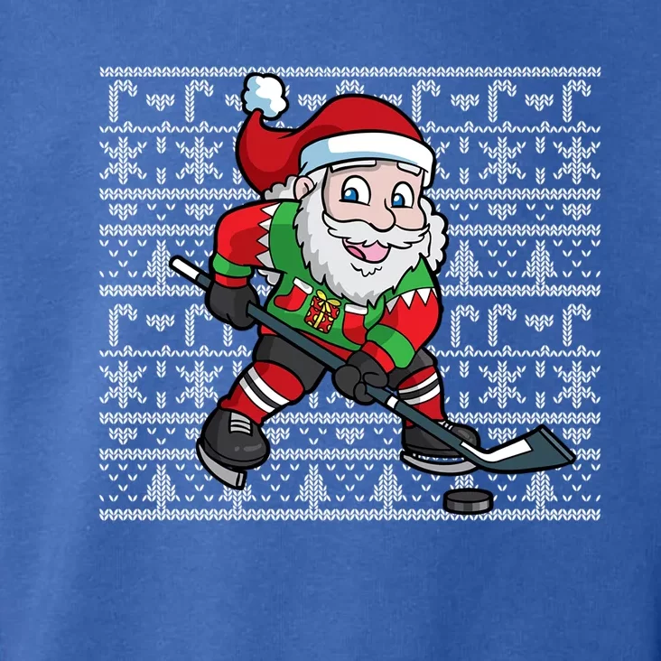 Ice Hockey Player Santa Claus Ugly Christmas Pattern Gift Toddler Hoodie