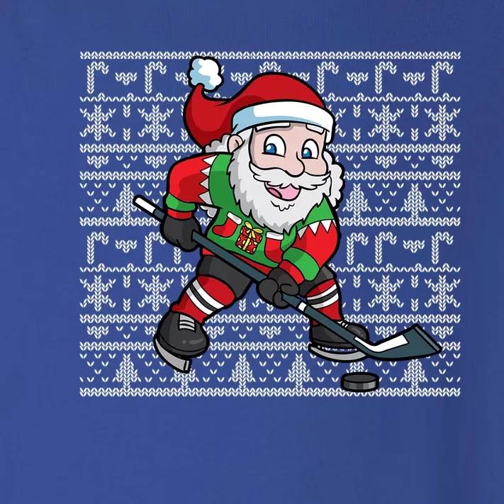 Ice Hockey Player Santa Claus Ugly Christmas Pattern Gift Toddler Long Sleeve Shirt