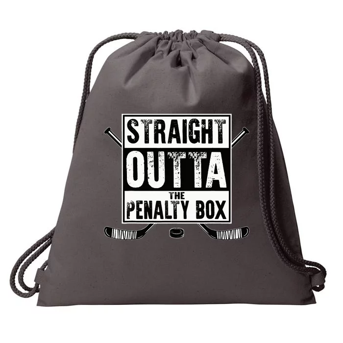 Ice Hockey Player Gift Straight Outta The Penalty Box Drawstring Bag