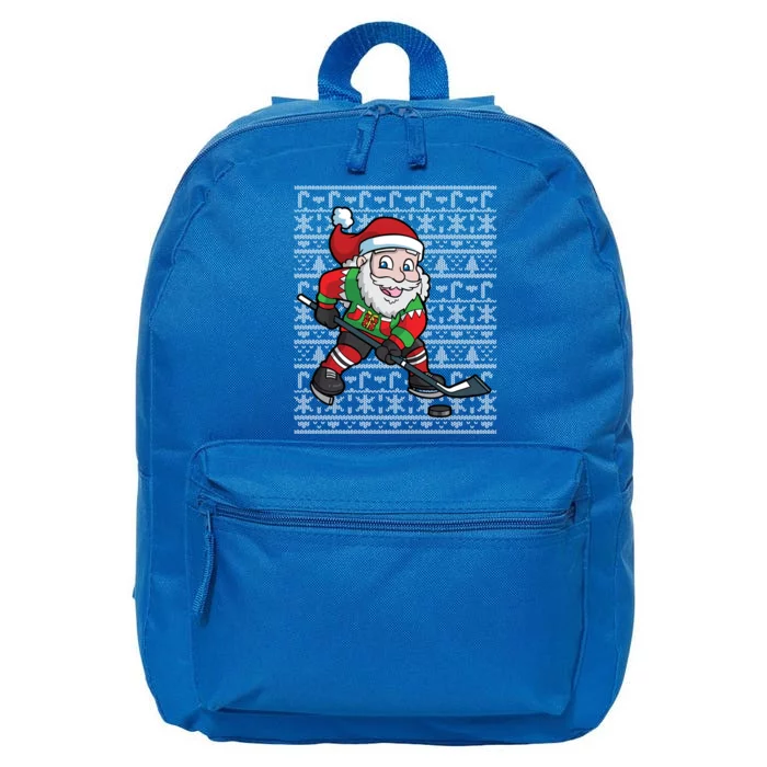 Ice Hockey Player Santa Claus Ugly Christmas Pattern Great Gift 16 in Basic Backpack