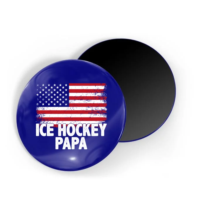 Ice Hockey Papa Sports Dad Player Coach Usa Flag Meaningful Gift Magnet