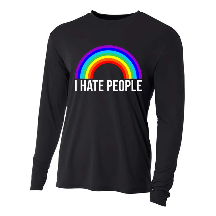 I Hate People Rainbow Funny Humor Anti Social Cooling Performance Long Sleeve Crew