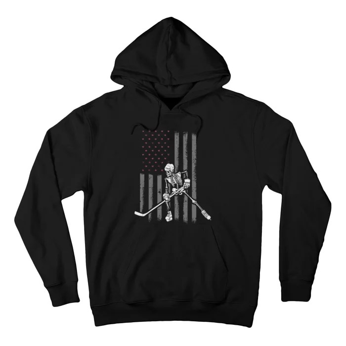 Ice Hockey Player Fan Gift Skeleton Halloween Hoodie