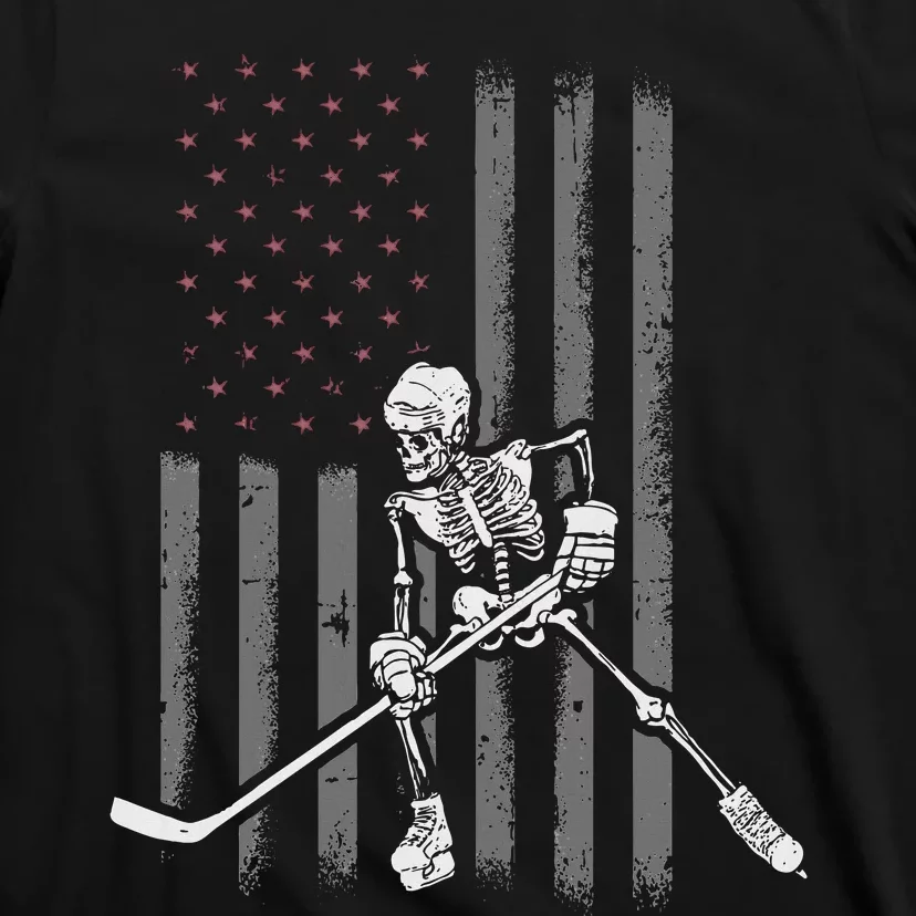 Ice Hockey Player Fan Gift Skeleton Halloween T-Shirt