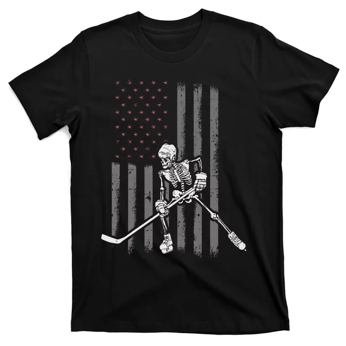 Ice Hockey Player Fan Gift Skeleton Halloween T-Shirt