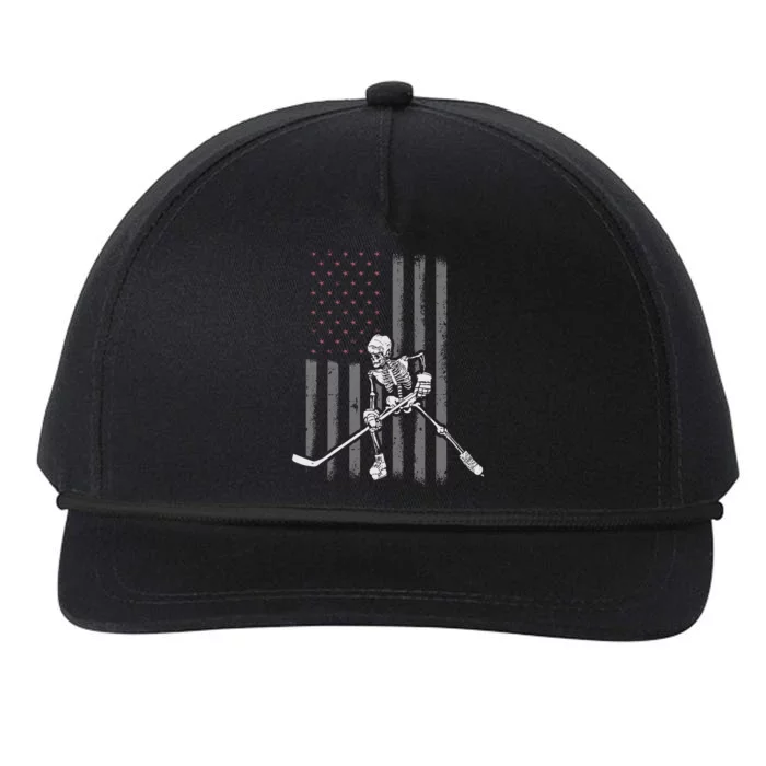 Ice Hockey Player Fan Gift Skeleton Halloween Snapback Five-Panel Rope Hat