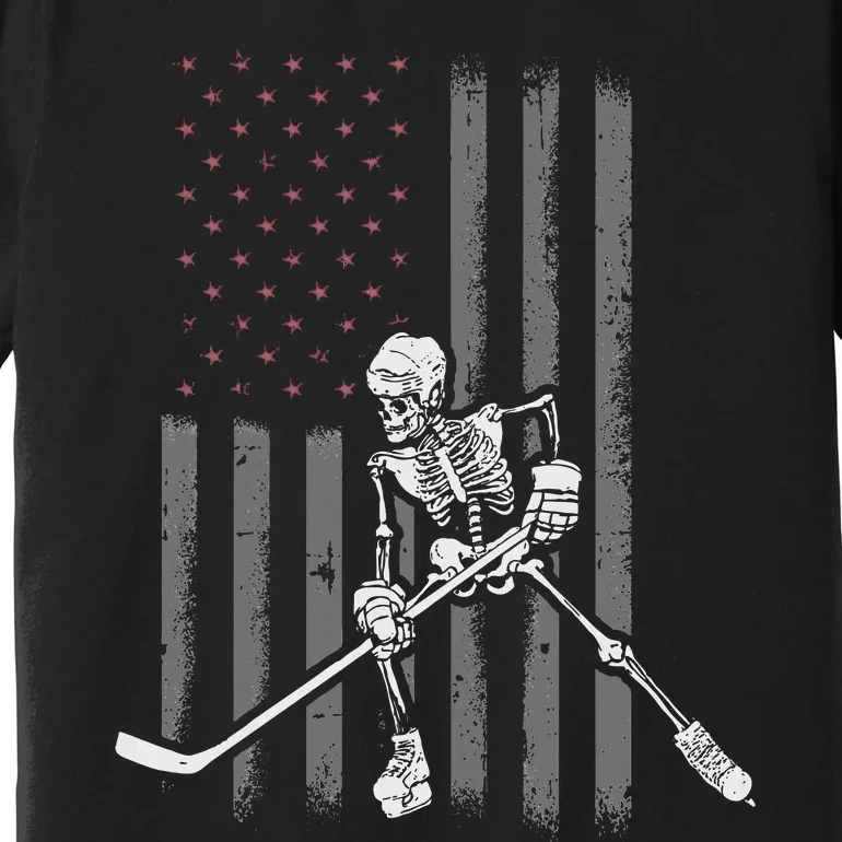 Ice Hockey Player Fan Gift Skeleton Halloween Premium T-Shirt