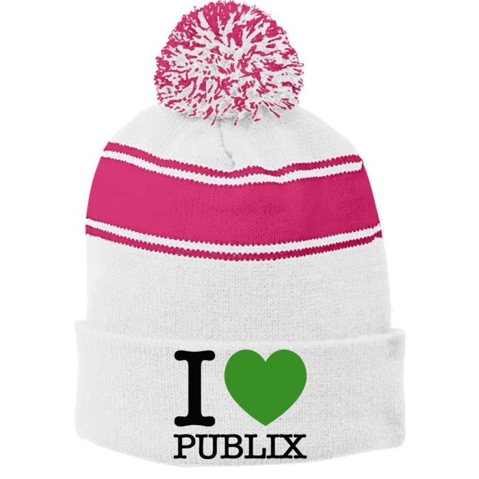 I Heart Publix Stripe Pom Pom Beanie