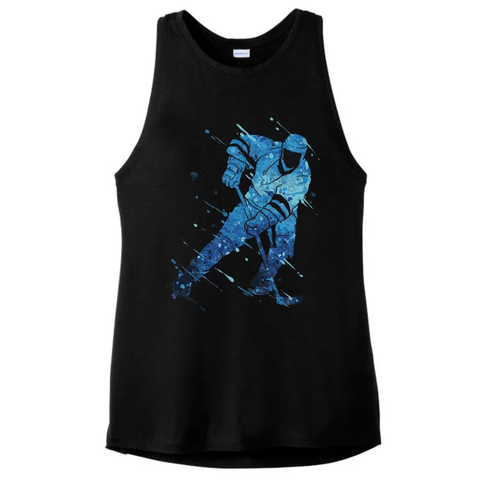 Ice Hockey Player Ladies Tri-Blend Wicking Tank