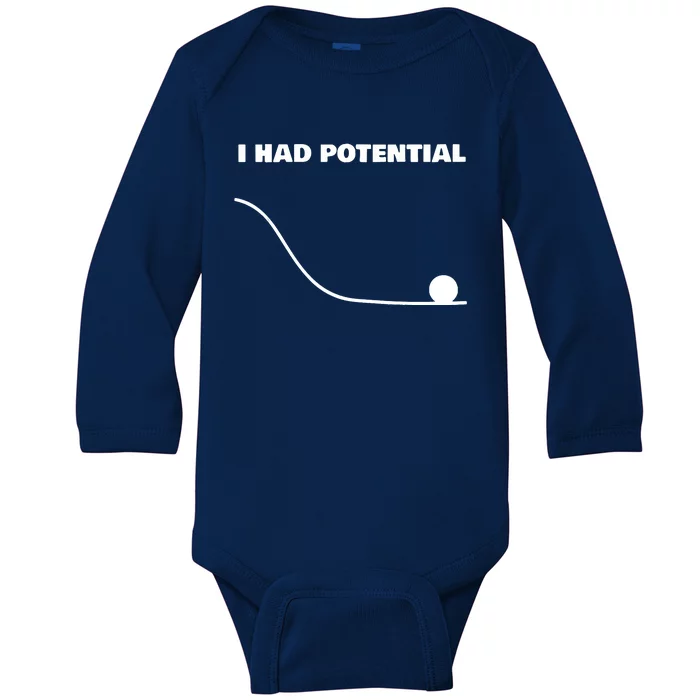 I Had Potential For Men Women Funny Physics Science Baby Long Sleeve Bodysuit