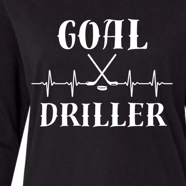 Ice Hockey Player Hockey Lover Goal Driller Hockey Heartbeat Gift Womens Cotton Relaxed Long Sleeve T-Shirt