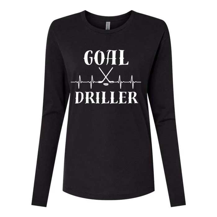 Ice Hockey Player Hockey Lover Goal Driller Hockey Heartbeat Gift Womens Cotton Relaxed Long Sleeve T-Shirt