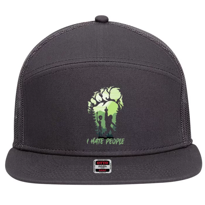 I Hate People Bigfoot Sasquatch Alien Lovers Men Women Funny 7 Panel Mesh Trucker Snapback Hat