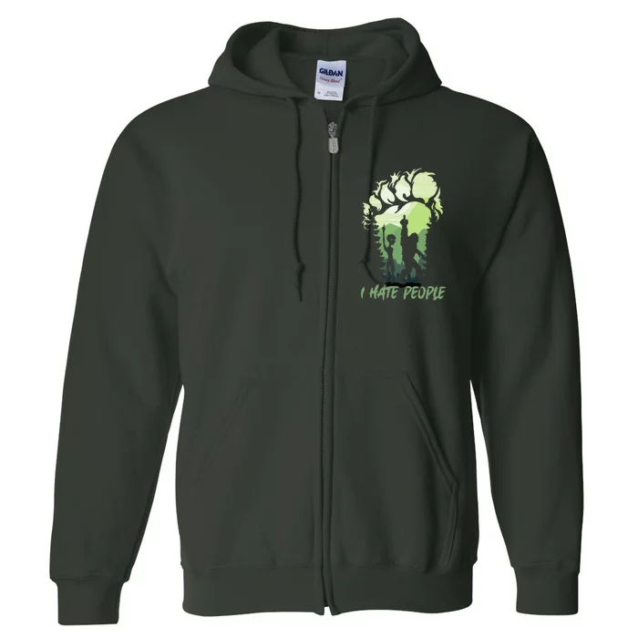 I Hate People Bigfoot Sasquatch Alien Lovers Men Women Funny Full Zip Hoodie