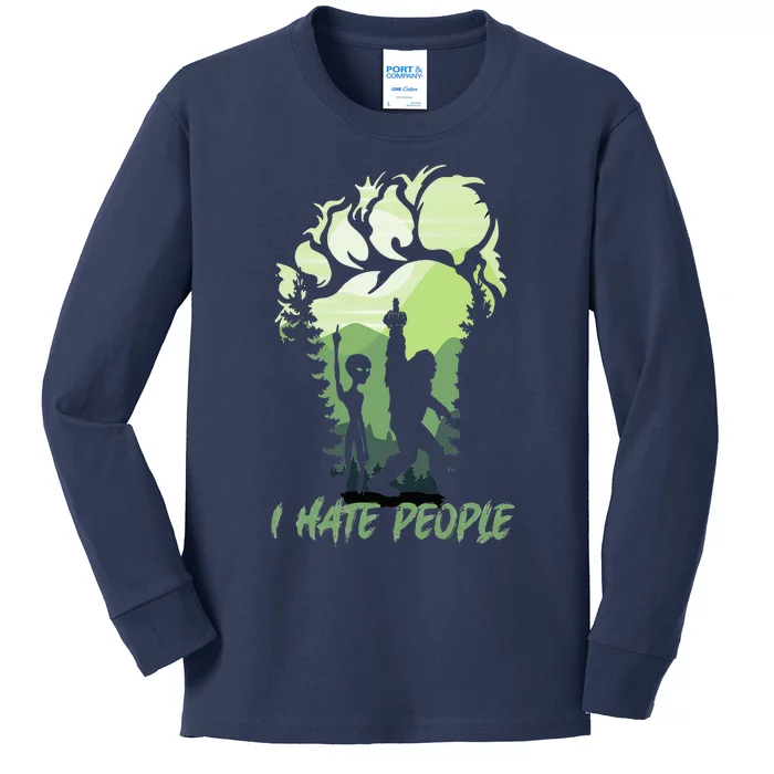 I Hate People Bigfoot Sasquatch Alien Lovers Men Women Funny Kids Long Sleeve Shirt