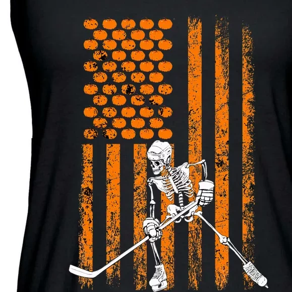 Ice Hockey Player Fan Gift Skeleton Halloween Ladies Essential Flowy Tank