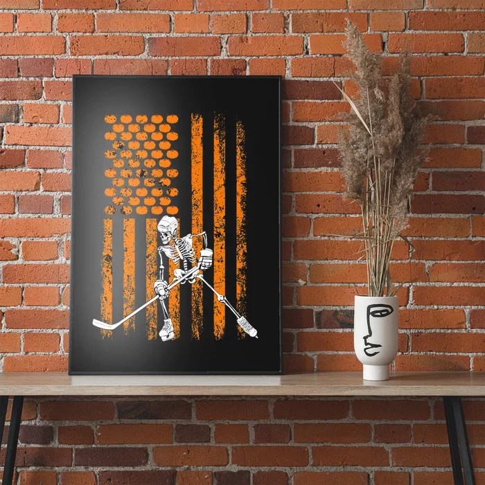 Ice Hockey Player Fan Gift Skeleton Halloween Poster