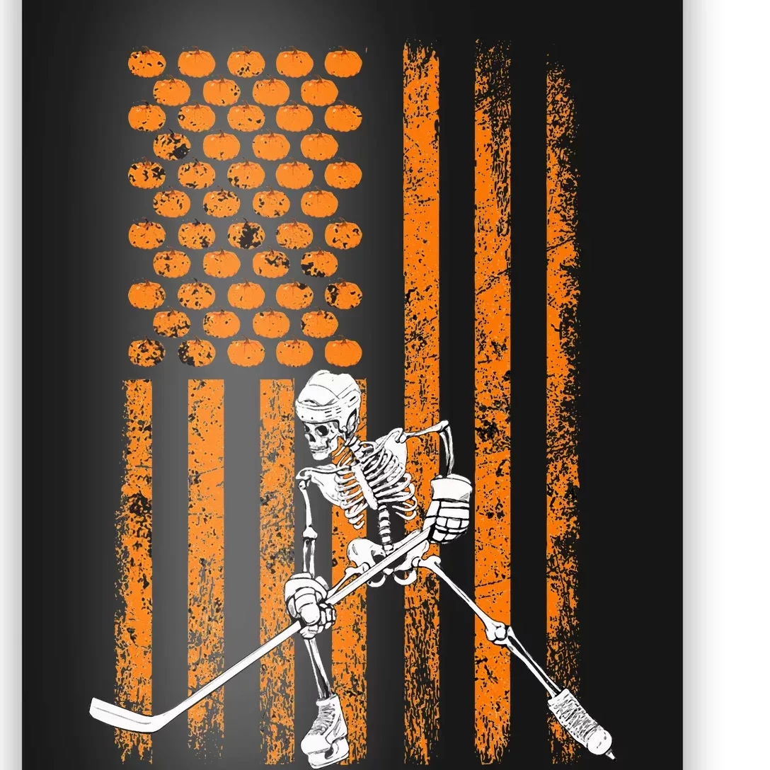 Ice Hockey Player Fan Gift Skeleton Halloween Poster