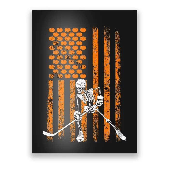 Ice Hockey Player Fan Gift Skeleton Halloween Poster