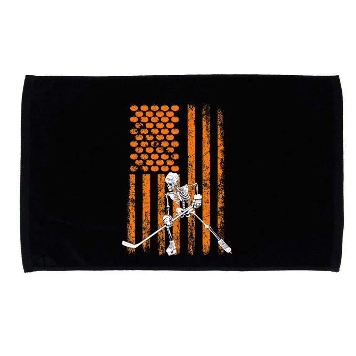 Ice Hockey Player Fan Gift Skeleton Halloween Microfiber Hand Towel