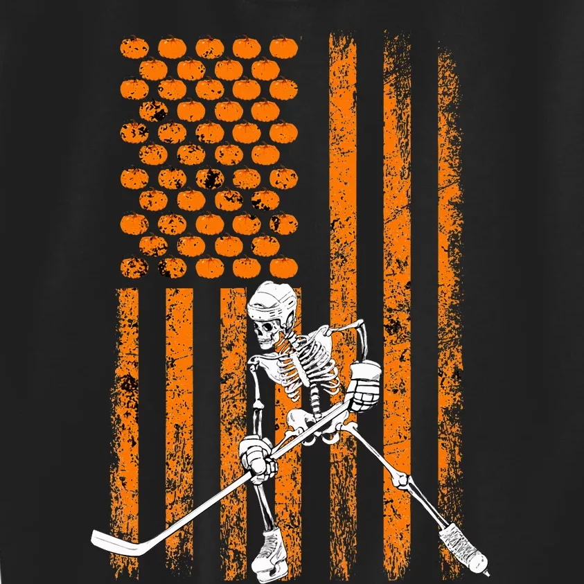 Ice Hockey Player Fan Gift Skeleton Halloween Kids Sweatshirt