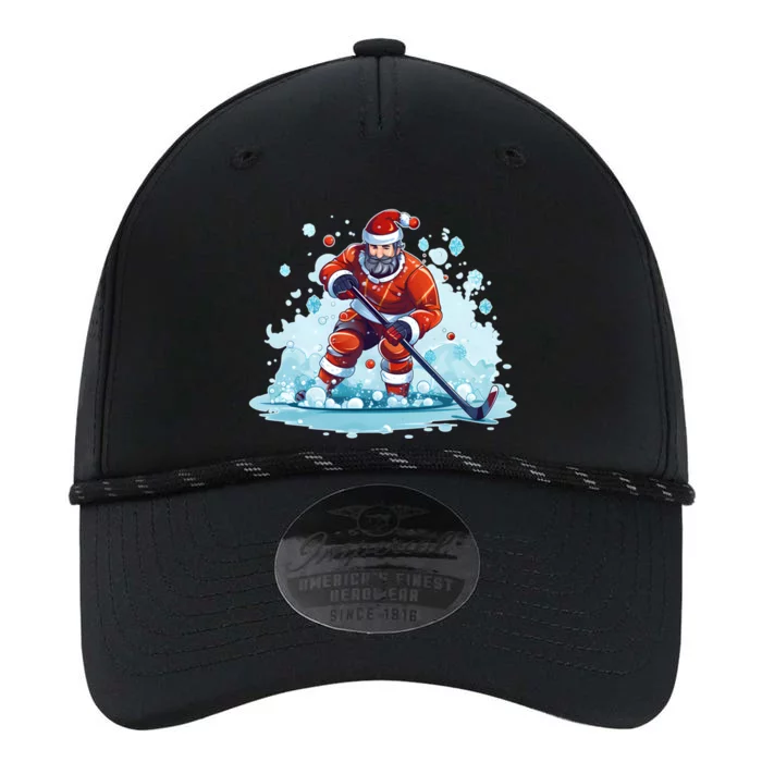 Ice Hockey Player Santa Design Christmas Ice Hockey Gift Performance The Dyno Cap