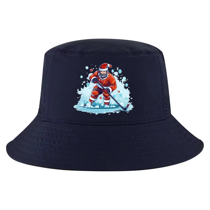 Ice Hockey Player Santa Design Christmas Ice Hockey Gift Cool Comfort Performance Bucket Hat